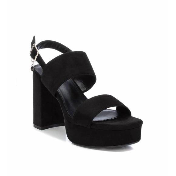 NEW XTI women's heeled suede sandals in black - Picture 1 of 7